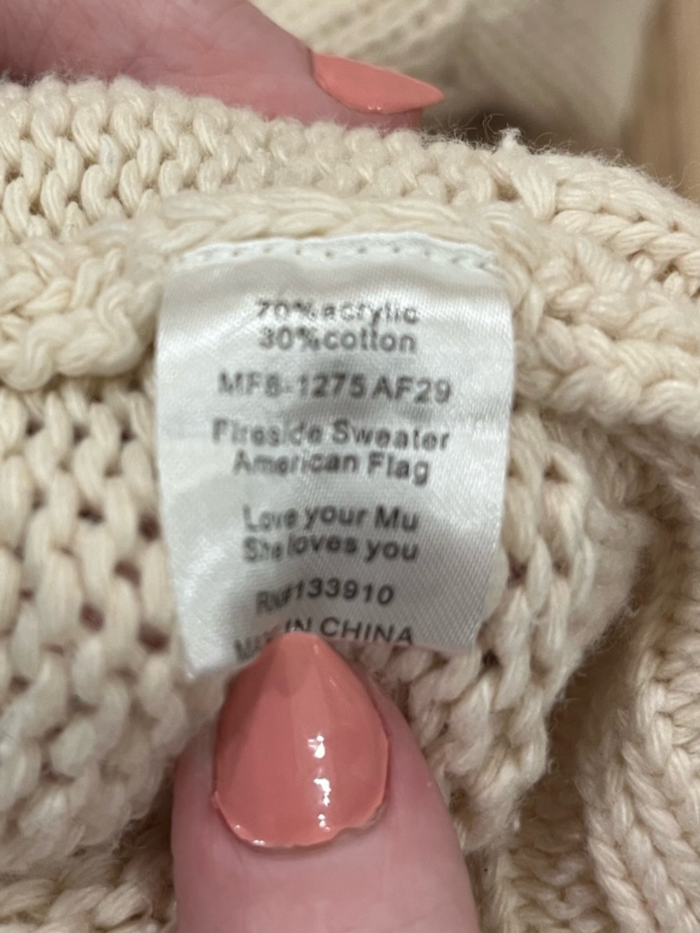 Show Me Your MuMu Fireside Cream American Flag Sweater XL - Picture 8 of 9
